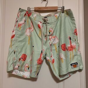 🦩🌊 Beach 🌊🦩Ambsn🦩Flamingo Men's Swim Board Shorts 🦩🌊 Surf